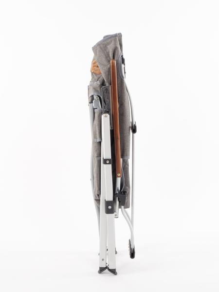 Faltstuhl JOPLIN Deluxe, gepolstert, grau meliert, Holzarmlehne